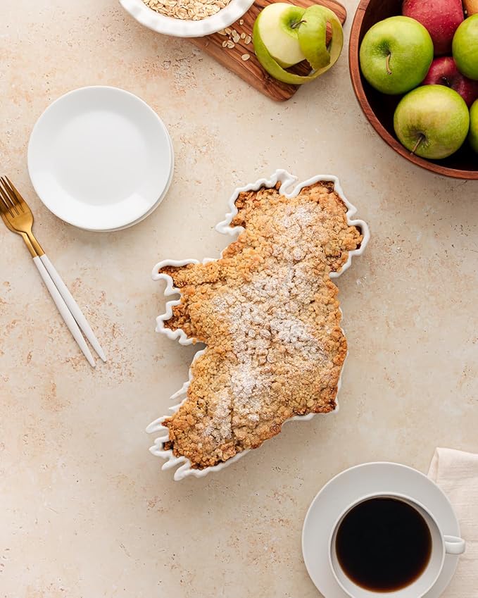 WORLD PLATES Ireland Shaped Baking Dish Serving Platter or Decorative Tray Charming Porcelain Bakeware Oven Microwave and Dishwasher Safe