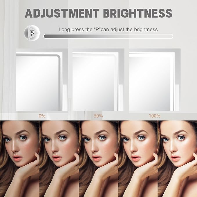 Hollywood Vanity Mirror with Lights, Lighted Makeup Mirror with Detachable 10X Magnification Mirror, 3 Colors, 360°Rotation Rechargeable Desk Makeup Mirror with Lights White