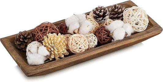 Hanobe Decorative Wooden Dough Bowl: Wood Bowl Decor for Entry Table Decor Coffee Table DecorDining Room Kitchen Decor, Brown