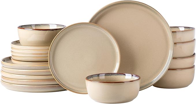 AmorArc Stoneware Dinnerware Sets,Round Reactive Ceramic Plates and Bowls Set,Highly Scratch Resistant | Dishwasher & Microwave Safe Dishes,Dishware Service for 8 (24pc)
