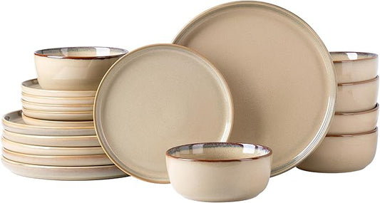 AmorArc Stoneware Dinnerware Sets,Round Reactive Ceramic Plates and Bowls Set,Highly Scratch Resistant | Dishwasher & Microwave Safe Dishes,Dishware Service for 8 (24pc)