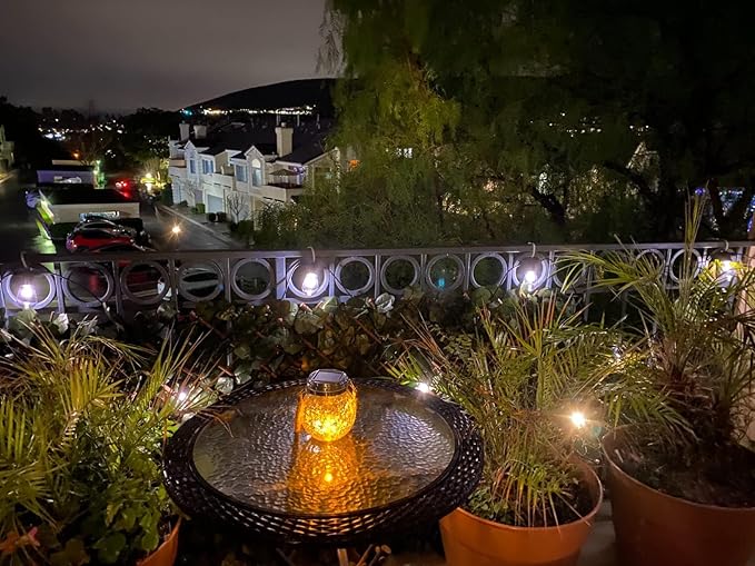 Brightech Ambience Pro Solar Powered Outdoor String Lights -27 ft Commercial Grade Waterproof Edison Patio Lights, Shatterproof LED String Lights for Outside, Porch - 12 Bulbs, 1W Soft White