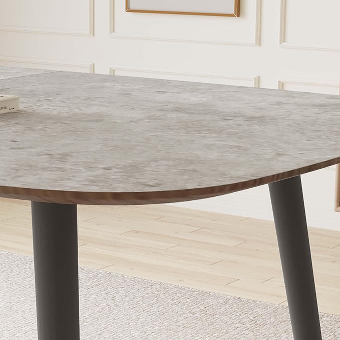 55.1'' Dining Table Set for 4,Modern Wood Dining Table,Leather Dining Chairs 4,Table and Chairs Set of 4,Ideal for Kitchen Dining Room (Gray Table + 4 Gray Chairs, 55.1")