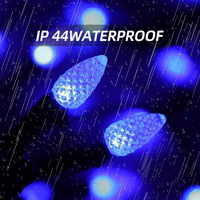 Christmas C3 Bulbs Light String 50 LED Multicolor Strawberry Xmas Tree Outdoor Indoor Waterproof Decoration Plug in 18 Feet Used for Patio Party Festive Courtyard Home (Blue)