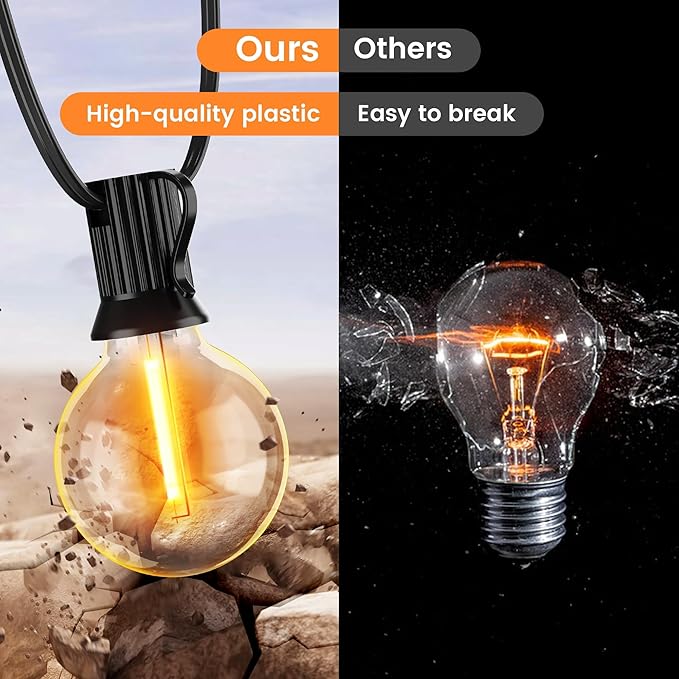 OHLUX 35FT Solar Globe String Lights Outdoor,Waterproof Solar G40 Patio Lights With Remote, 17 Shatterproof LED Filament Bulbs, 2200K Soft White,Dimmable Outside Edison Hanging Light for Backyard Deck