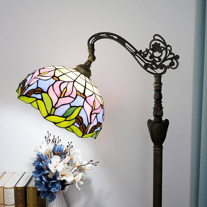 Tiffany Floor Lamp Handcrafted Stained Glass Lamp Calla Lily Adjustable Warm Light Upright Reading Tiffany Style Floor Lamp Suitable For Bedrooms Living Rooms Studies Dining Rooms Retro Home Decoratio