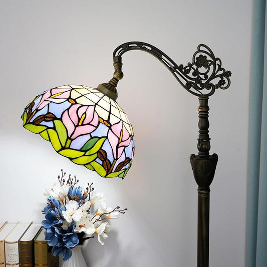 Tiffany Floor Lamp Handcrafted Stained Glass Lamp Calla Lily Adjustable Warm Light Upright Reading Tiffany Style Floor Lamp Suitable For Bedrooms Living Rooms Studies Dining Rooms Retro Home Decoratio