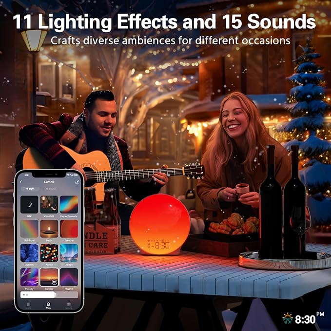 MOMILLA Sunrise Alarm Clock, Smart APP Control, Wake-up Light Compatible with Alexa, FM Radio, Sunset Night Light, White Noise Sound Machine for Bedrooms, Dual Alarms for Heavy Sleepers, Kids Adults