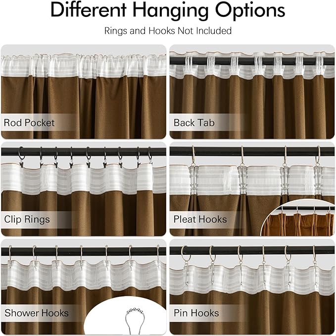 MIULEE Gold Brown Velvet Curtains 108 inches Long 2 Panels - Luxury Pinch Pleated Room Darkening Window Drapes for Bedroom Living Room Thermal Insulated Super Soft Extra Long, Back Tab Rod Pocket