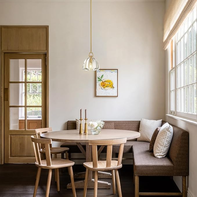 Botanist Crystal Dome Pendant Light Fixture,7" Crystal Modern Brass Pendant Lights Kitchen Island, Hanging Crystals Dome Pendant, Gold Kitchen Pendant Lighting Over Island,E12 Bulb Included