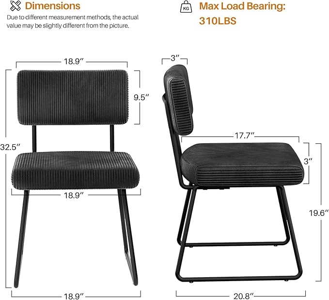 Velvet Dining Chairs Set of 2, Upholstered Dining Room Kitchen Chair with Thick Cushion, Soft Backrest, Metal Legs, Mid Century Modern Accent Side Chair for Home Living Room Bedroom, Black