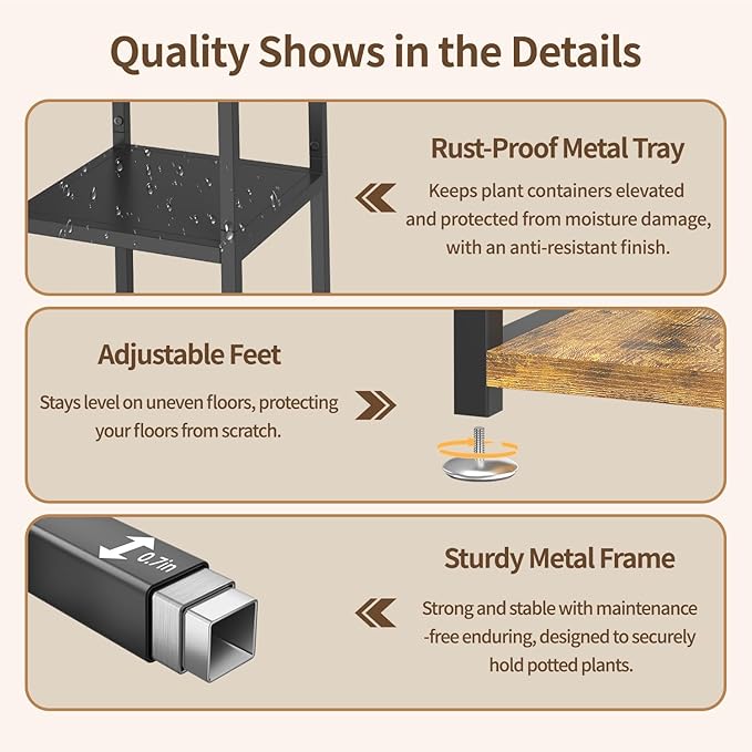 LASZOLA Black 3 Tiered Wood Plant Stand Indoor for Larger Heavy Duty Planter, Sturdy Multi Level Vertical Flowers Racks for Narrow Inside Floor , Decorate Shelving for Hold House Tree, Space Saving
