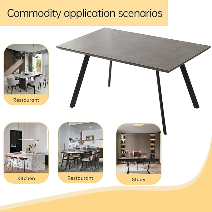 ZckyCine Modern 5-Piece Dining Table Set Rectangular Wood Table with 4 Upholstered Leather Chairs, Seats 4