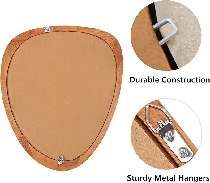 WallBeyond Asymmetrical Mirror, Irregular Wall Mirror for Bathroom, Wall Mirrors Decorative for Bedroom Living Room Entryway Hall, Wood Framed Walnut Mirror 23" H x 19" W