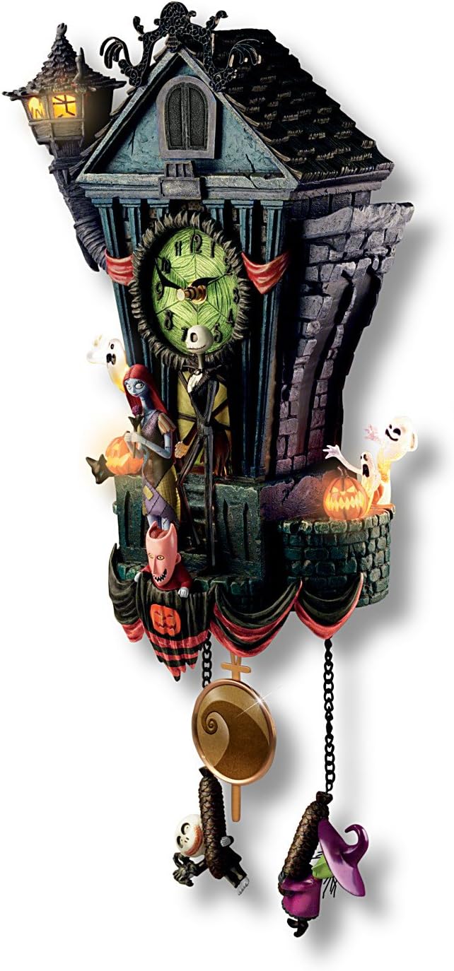 The Bradford Exchange The Nightmare Before Christmas Cuckoo Clock, 21 inches, Musical, Light-Up, Limited Edition