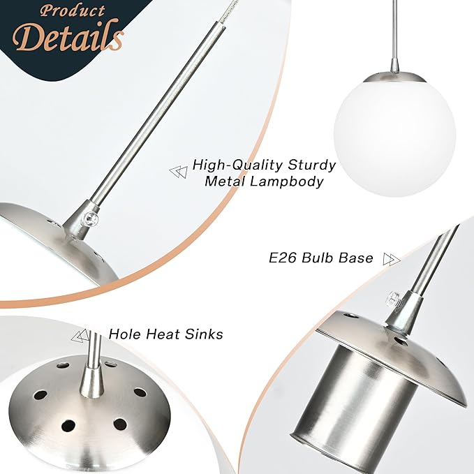 KoKo&Yukina 16-Light Nickel Mid Century Modern Chandelier for Living Room Staircase Chandelier for Entryway Globe Milky White Glass Pendant Light High Ceiling Chandeliers Foyer (Bulb & Remote Incl.)