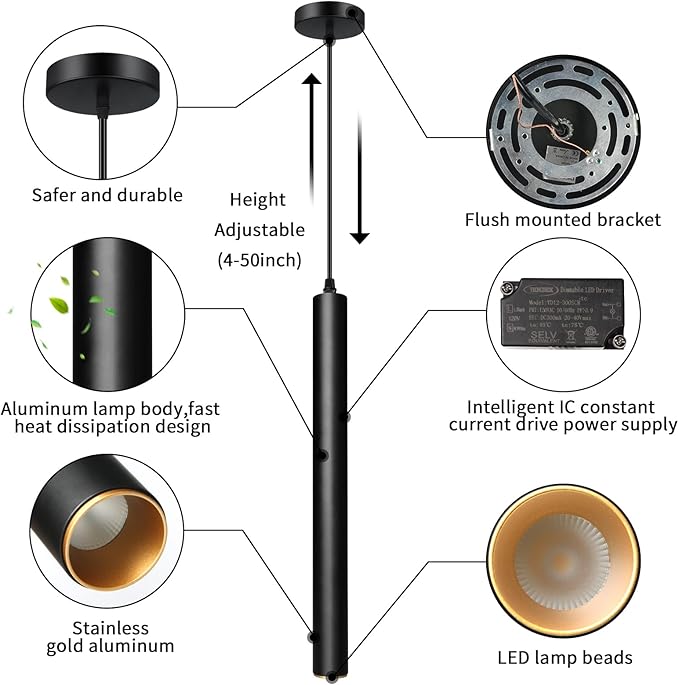 OKELI Modern Pendant Lights 4000K LED Dimmable Pendant Light Fixtures Pendant Lighting for Kitchen Island,Bar,Bedroom, 15.7inch, 10W, ETL, 3Pack