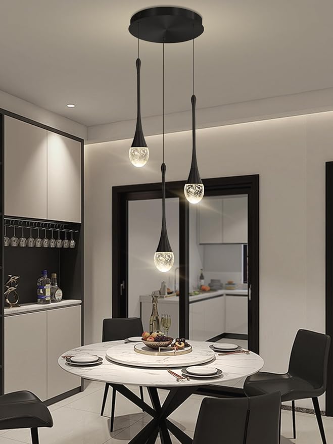 Pendant Lights Kitchen Island 3-Lights Pendant Chandelier for Dining Room Hallway Stairwell,LED Dimmable 2700K-6000K