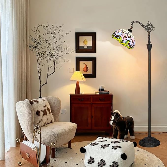 Tiffany Floor Lamp Handcrafted Stained Glass Lamp Calla Lily Adjustable Warm Light Upright Reading Tiffany Style Floor Lamp Suitable For Bedrooms Living Rooms Studies Dining Rooms Retro Home Decoratio