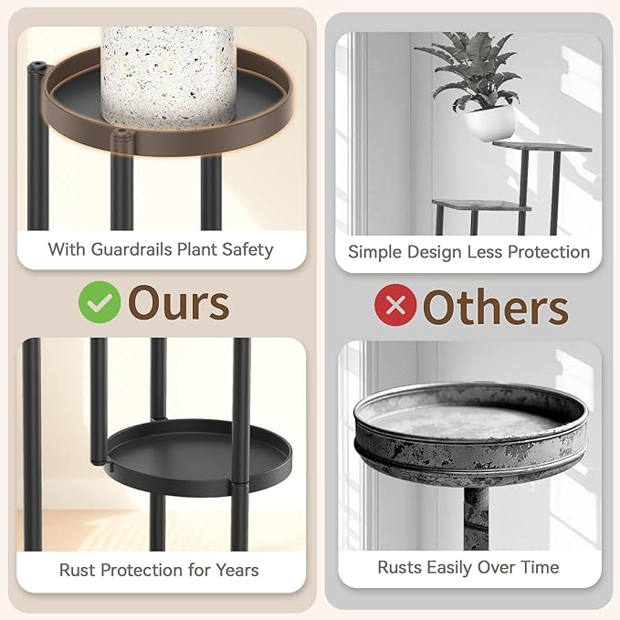 LASZOLA Black 4 Tier Plant Stand Indoor Heavy Duty Metal Planter Flower Holder Rack, Multi Modern Narrow Organizer, Floor Vertical Tower, Spiral Sturdy Decorate for House Bathroom Office Living Room