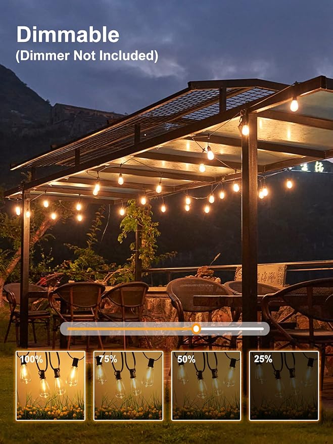 Upgraded LED Outdoor String Lights 210Ft Shatterproof Waterproof ST38 Vintage Edison Bulbs Patio Lights Energy Saving Hanging Outdoor for Christmas Porch Deck Garden Backyard Wedding Party