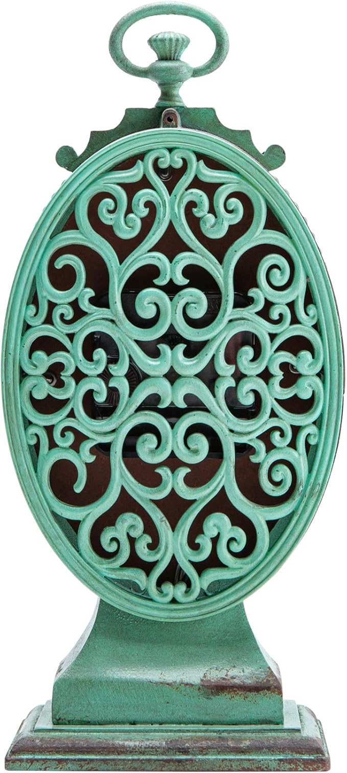 NIKKY HOME Vintage Table Clock - Battery Operated Rustic Distressed Style - Shabby Chic Home Decor for Fireplace Mantel, Shelf, Desktop, Countertop - Green