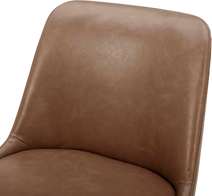CHITA Mid-Century Modern Dining Chair, Upholstered Fabric Accent Chairs, Set of 2, Retro Brown in PU Leather
