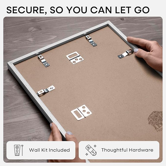 Homeforia 24x32 Picture Frame, White Wood, High End Oak, Matted to 20x28, Tempered Glass, Wall Hook Included, Set of 1