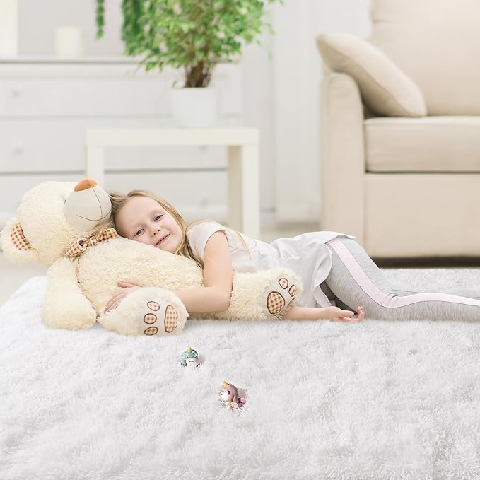 5x7 Area Rugs for Living Room, White Fluffy Shaggy Rug Soft Carpets, Rugs for Bedroom Nursery Kids Room Dorm Home Decor Aesthetic