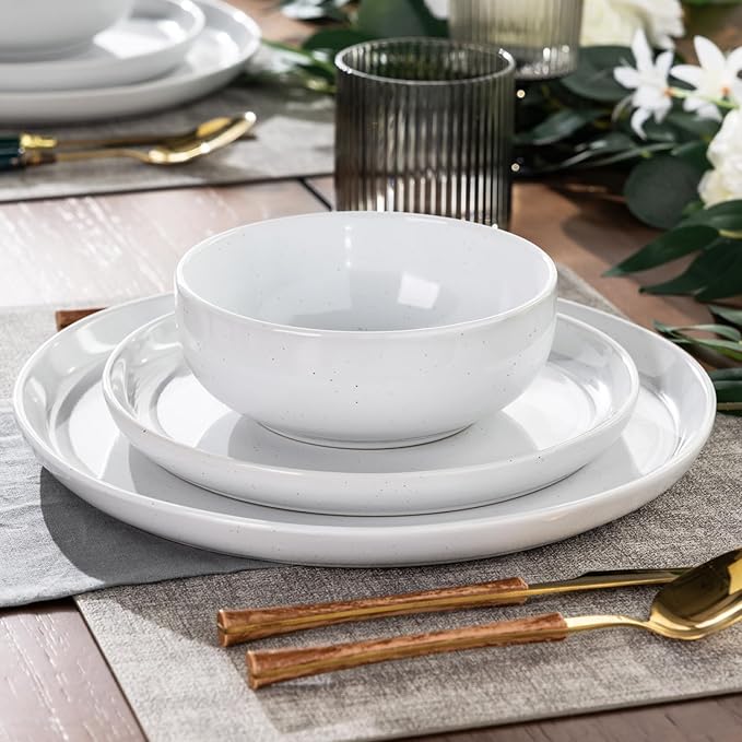 GBHOME Ceramic Dinnerware Sets for 6, 18pcs Stoneware Plates and Bowls Sets, Handmade Chip and Scratch Resistant Dishes Set, Dishwasher & Microwave Safe