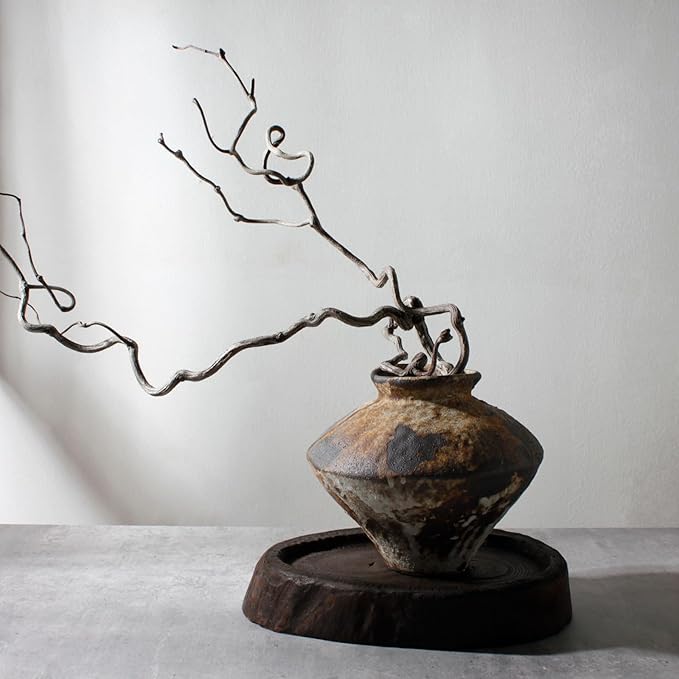 Rusty Ceramic Vase, Wabi Sabi Decorative Pottery Flower Vase for Centerpieces, Table, Living Room, Bedroom, Bathroom, Retro Country Farmhouse Decor