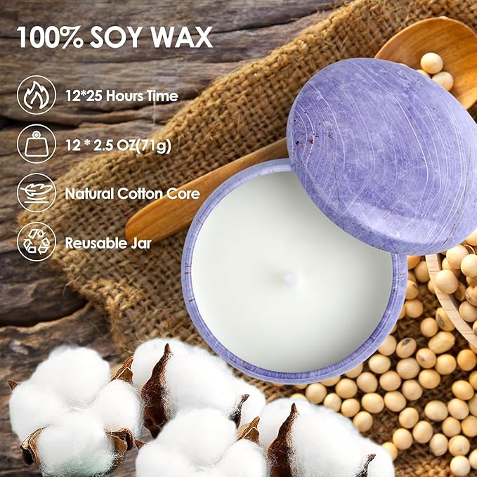 Scented Candles Gift Set,12 Pack Candles for Home Scented, 300 Hour Long Lasting Soy Wax Aromatherapy Candle Set, Birthday Gifts for Women with Gift Box, Christmas Gifts