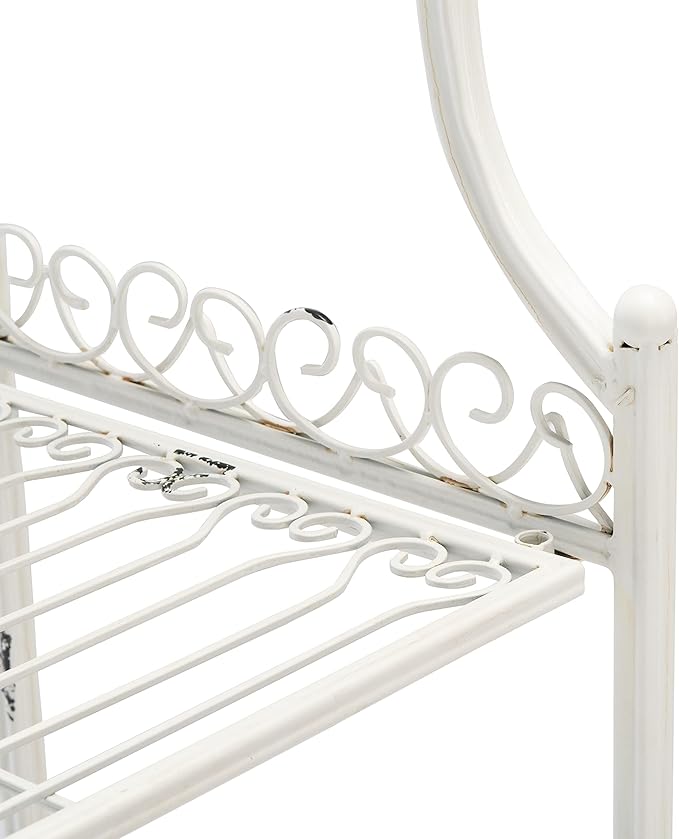 SAFAVIEH PAT5014B Outdoor Collection Amaris Antique White Wrought Iron 4-Tier Bakers Rack