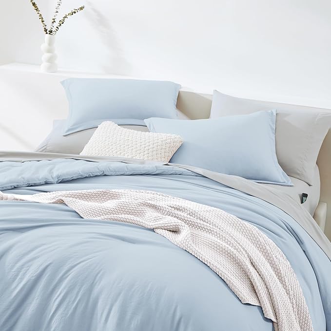 WRENSONGE Full Size Comforter Set- 7 Pieces Arctic Ice Bed in a Bag Full Size Comforter with Fitted Sheet, Flat Sheet, 2 Pillow Shams, 2 Pillowcases, Warm Bedding Sets for All Season