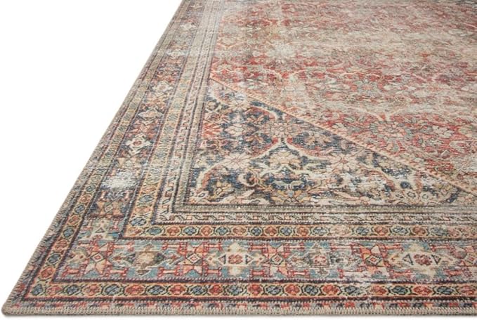 Loloi Amber Lewis Georgie Collection GER-01 Red/Navy 7'-6" x 9'-6", .19" Pile Height, Area Rug