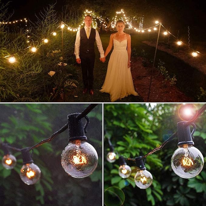 Outdoor String Lights 75Ft G40 UL Listed 80 Edison Bulbs (5 Spare) Globe String Lights Outside Lights Waterproof for Patio Balcony Porch Bistro Cafe Indoor Hanging Lights Christmas Party Decor