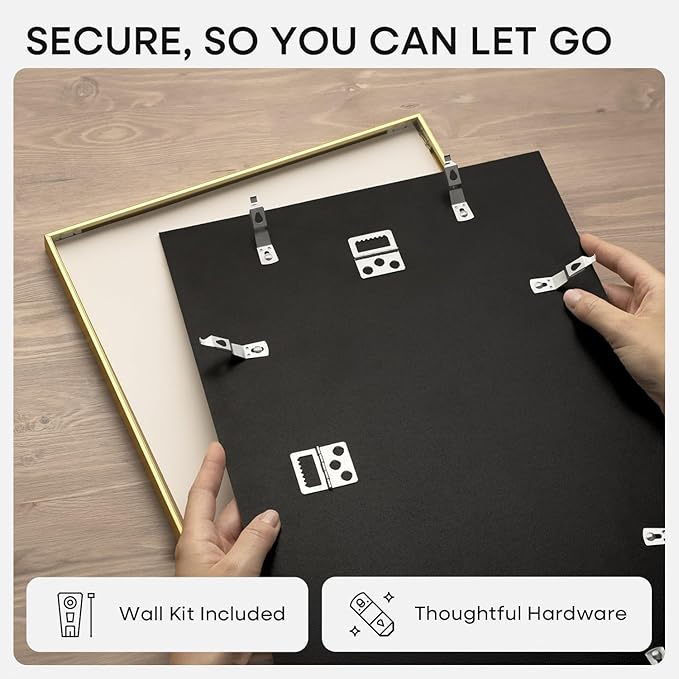 Homeforia A1 Poster Frame Gold, High End Metal 23.4 x 33.1 inches Large Picture Frames with Mat 16.5 x 23.4 for Photo, A1 Size Frames Matted to A2 Print, 23.4x33.1 Thin Frame, Tempered Glass, Set of 1