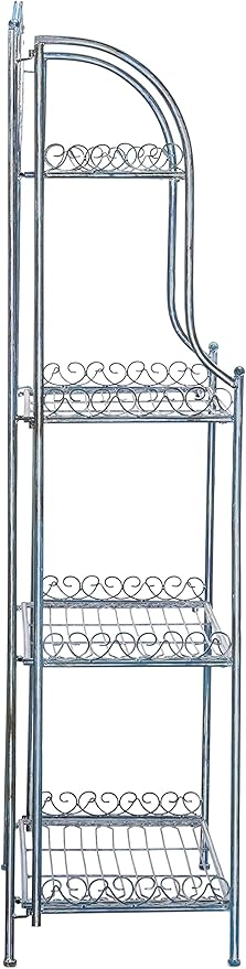 SAFAVIEH PAT5014C Outdoor Collection Amaris Antique Blue Wrought Iron 4-Tier Bakers Rack