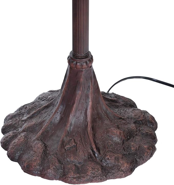 Bieye L10841 Maple Tree Leaves Tiffany Style Stained Glass Floor Lamp with 18 inches Wide Lampshade, Owl Side Lamp, 4-Light, 65 inches Tall