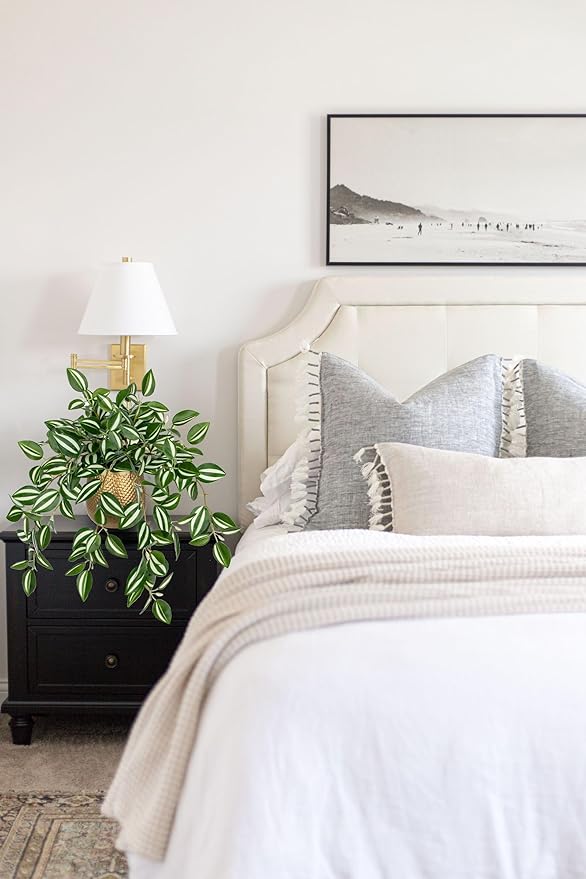 Briful Faux Plants Indoor 17.7in Fake Watermelon Peperomia Plant in Gold Pot with Realistic Silk Green Leaves Artificial Potted Plant for Home Office Table Shelf Desk Modern Room Decor