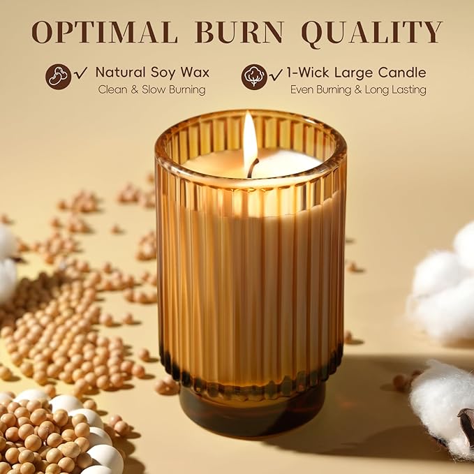 Apple Cinnamon Scented Candle Fall Candles, 70 Hours Long Burning Natural Soy Candle, Autumn Candle Gift, Luxury Candles Gifts for Women & Men, House Warming Gift