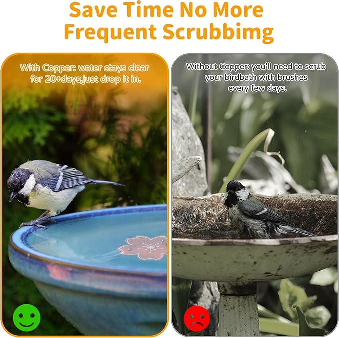 4 Pcs Bird Bath Copper Disk Accessories, Bird Bath Purification Disk for Outdoor Birdbaths Bowl and Garden Fountain