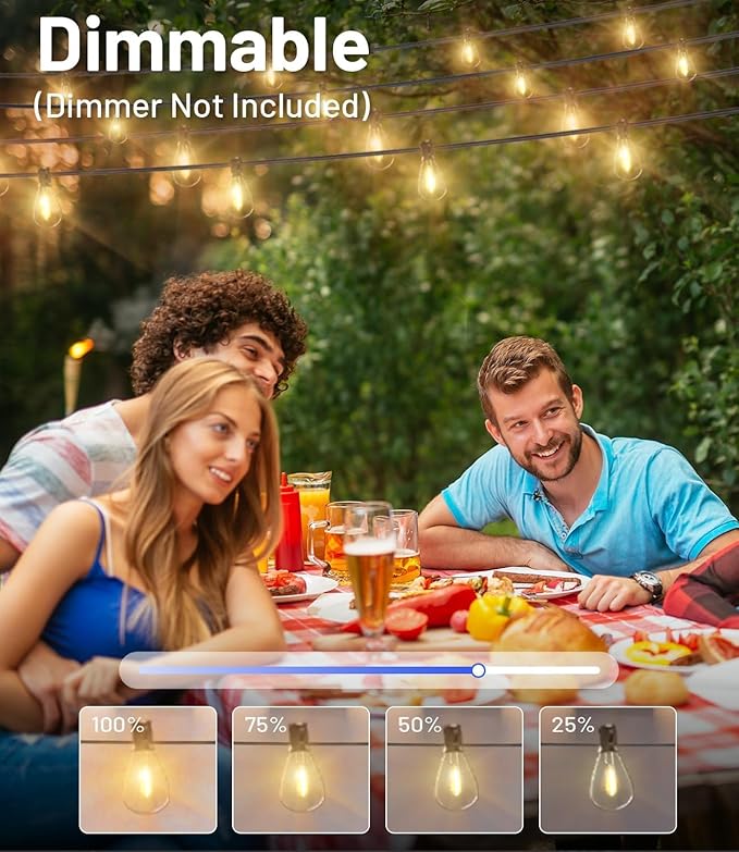 200FT Outdoor String Lights, Ultra Long Waterproof 60+2 Shatterproof Bulbs Led Outside Patio Lights for Porch Deck Garden Backyard Balcony Wedding Party Decor