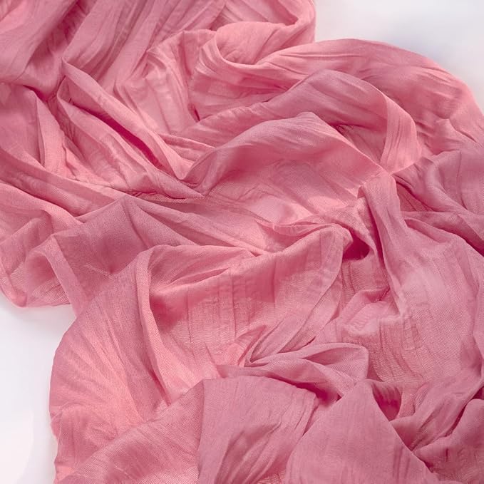 MLMC 3 Pack Mauve Pink Table Runner 10ft Sheer Gauze Cheesecloth Table Runner Bulk Rustic Fall Decor 35x120 Inches for Boho Wedding Bridal Baby Shower Birthday Party Decor