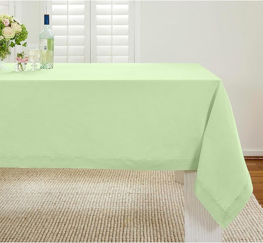 Solino Home Linen Tablecloth for Rectangle Tables 60 x 120 Inch - 100% Pure Linen Pastel Green Table Cloth - Fete, Machine Washable Cloth Tablecloth