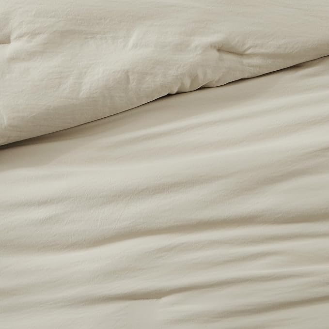 WRENSONGE Twin Comforter Set- 5 Pieces Light Oatmeal Twin Bed in a Bag, All Season Twin XL Bedding Sets with 1 Fitted Sheet, 1 Flat Sheet, 1 Pillow Sham and 1 Pillowcase