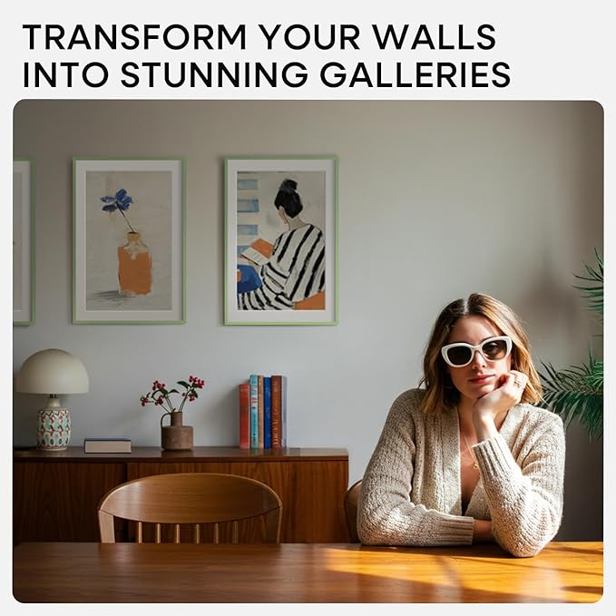 Homeforia 13x19 Picture Frame Sage Green, High End Metal 13x19 Poster Frames with Mat 11x17 inch Photo, 13 x 19 Sage Green Frame Matted to 11 by 17 Art, 19x13 Frame, Tempered Glass, Wall Kit, Set of 1