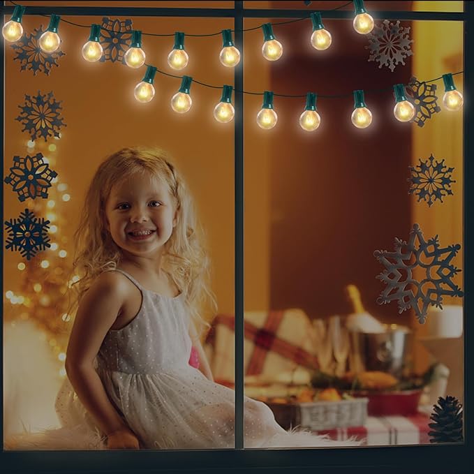 25Ft Outdoor String Lights, G40 Globe Patio Xmas String Lights with 27 5W Clear Warm White Globe Lights, Vintage Christmas Lights UL Listed for Holiday Party Backyard Christmas Wedding Garden Decor