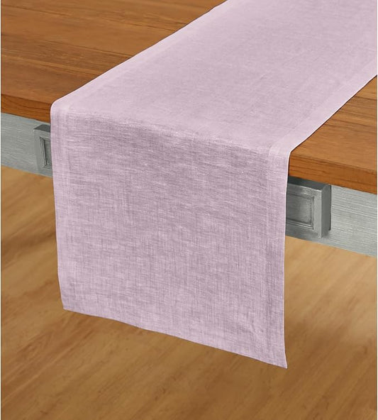 Solino Home Linen Small Table Runner 36 Inches - Athena, 100% Pure Linen Chambray Lavender Table Runner 14 x 36 Inch Ideal for Dresser and Coffee Tables - Thanksgiving, Holiday