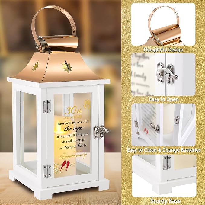 30th Wedding Anniversary Lantern,30th Anniversary Wedding Gifts for Couple Parents Husband Wife，30 Year Pearl for Her Him,Unique 30th Anniversary Wedding Gift Ideas LOVE..